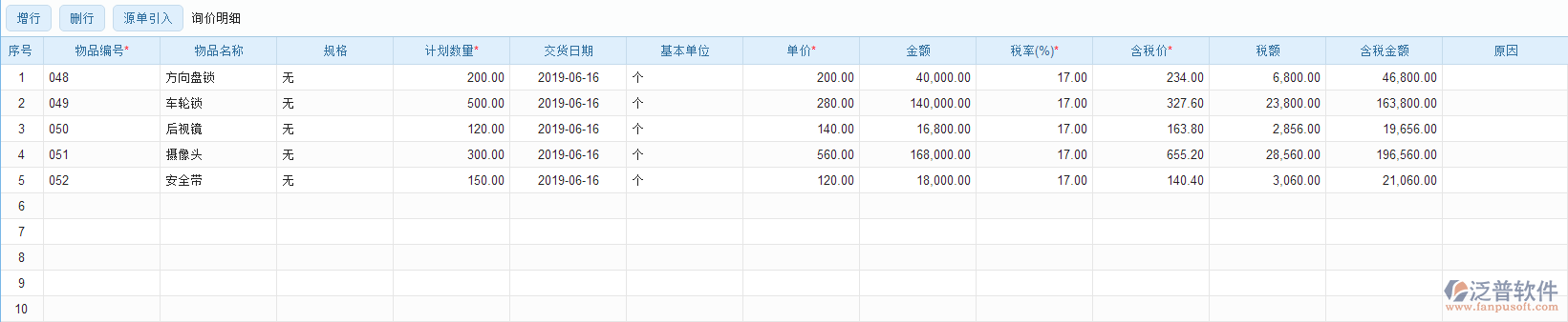 采購詢價(jià)明細(xì)源單引入效果圖