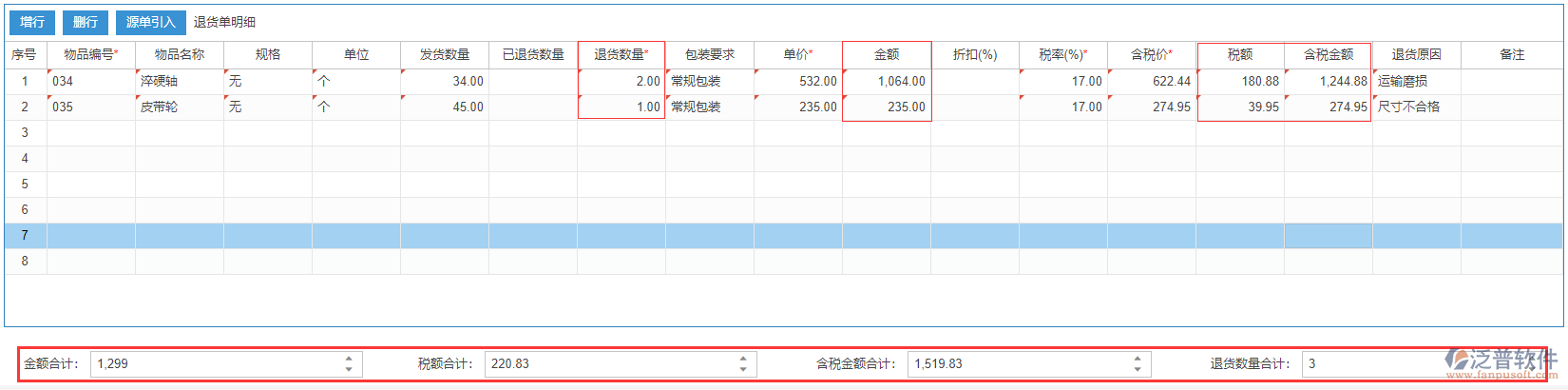 銷(xiāo)售退貨表尾項(xiàng)