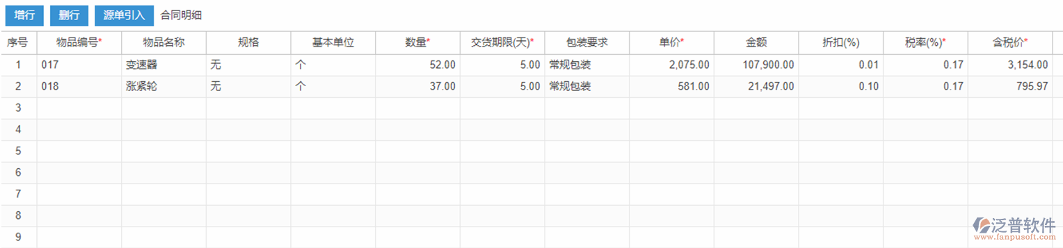 銷(xiāo)售合同明細(xì)源單引入效果