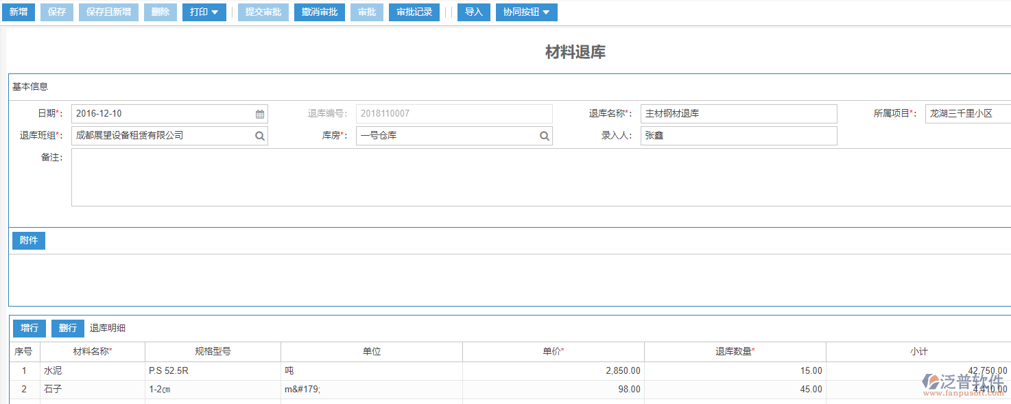 施工現(xiàn)場(chǎng)材料退庫(kù)