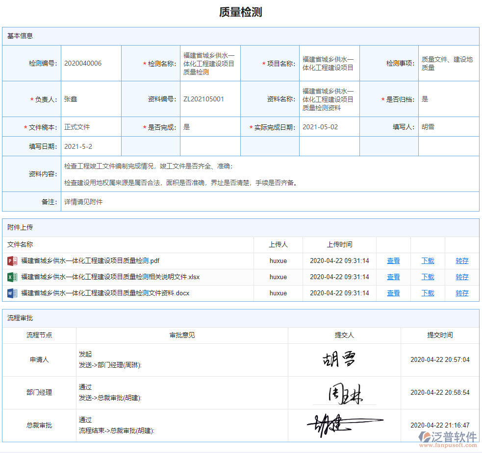 質(zhì)量檢測