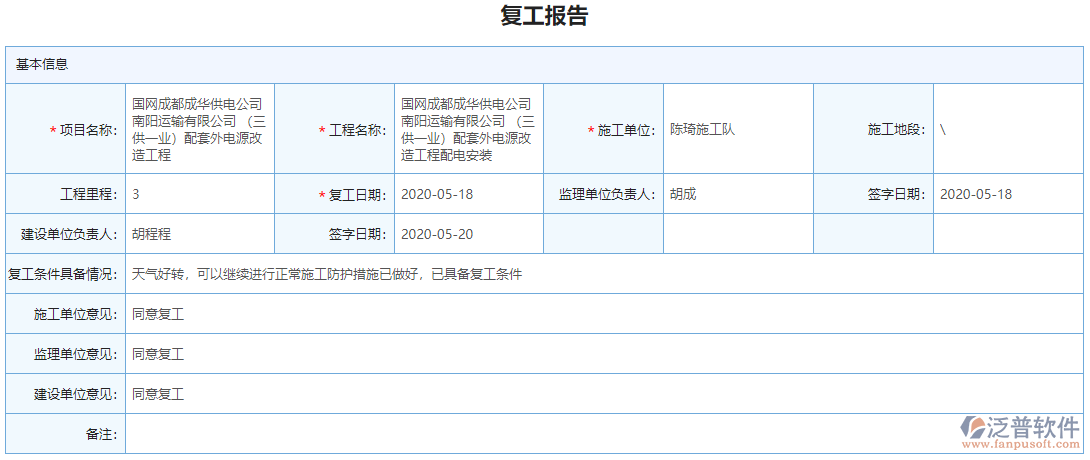 復工報告單據(jù)