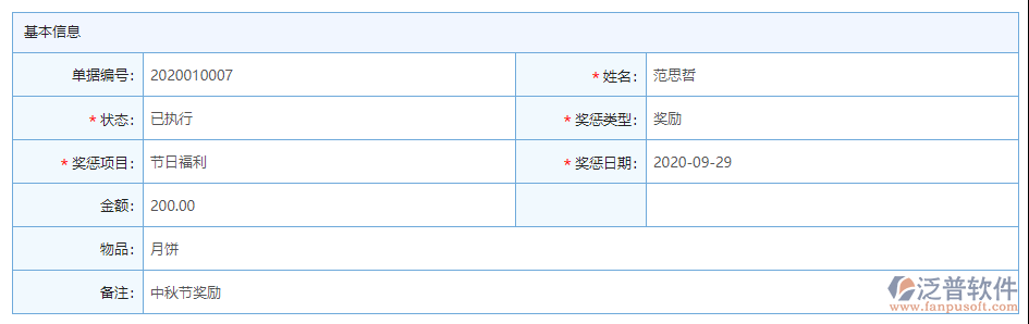 獎懲管理基本信息
