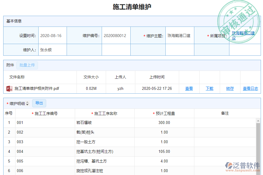 泛普電力工程企業(yè)管理系統(tǒng)中施工清單維護查詢的價值