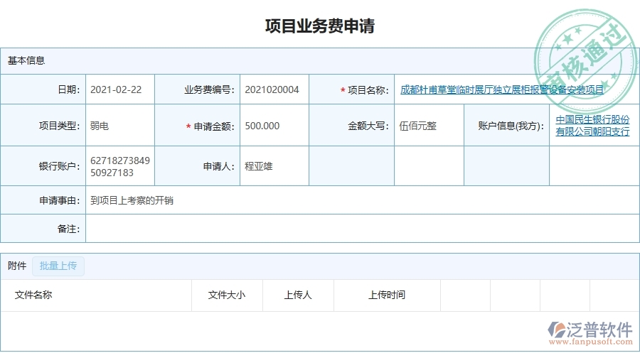設備安裝工程項目管理系統在項目業(yè)務費申請列表中的核心功能