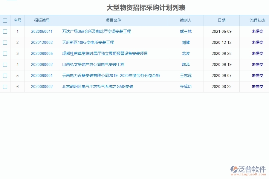 泛普設備安裝工程項目管理系統(tǒng)在招標報表中的價值