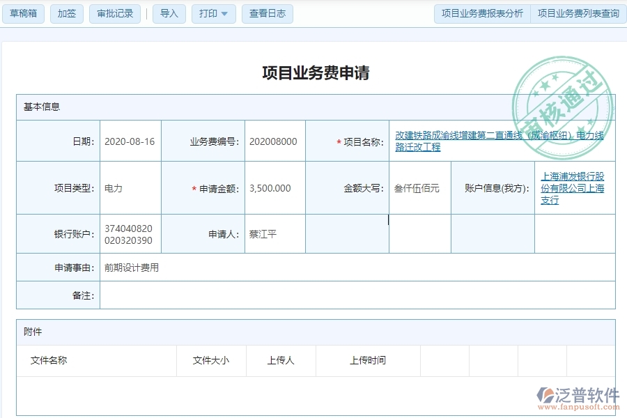 泛普電力工業(yè)管理系統(tǒng)中項目業(yè)務費申請的作用