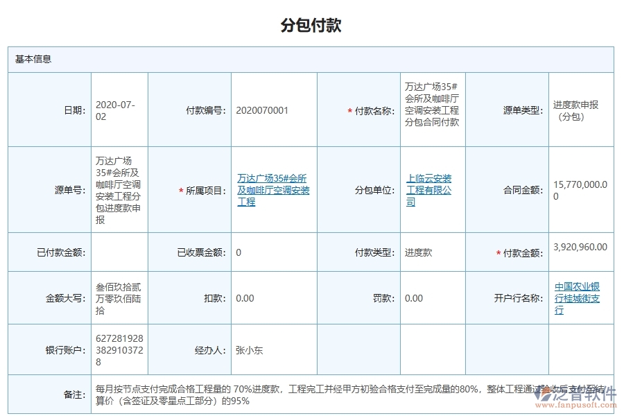 系統(tǒng)在分包付款中的管控點(diǎn)及作用