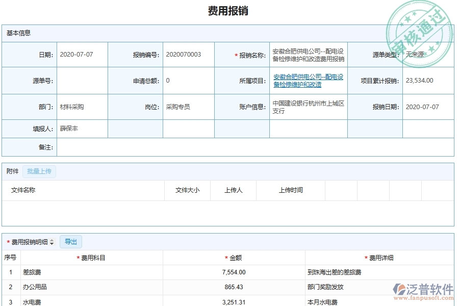 泛普軟件-市政工程管理系統(tǒng)中下屬企業(yè)報銷費用管理的注意事項