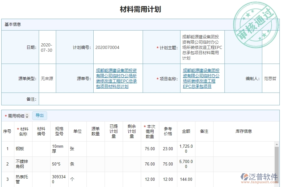 機(jī)電工程企業(yè)材料需用計(jì)劃列表軟件的技術(shù)優(yōu)勢
