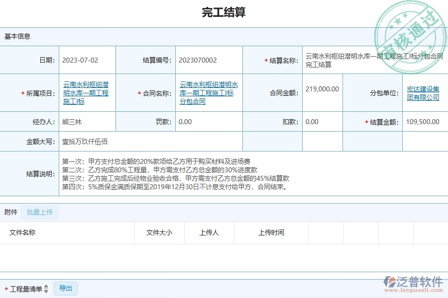 泛普軟件-弱電工程管理系統(tǒng)在分包完工結算中的注意事項