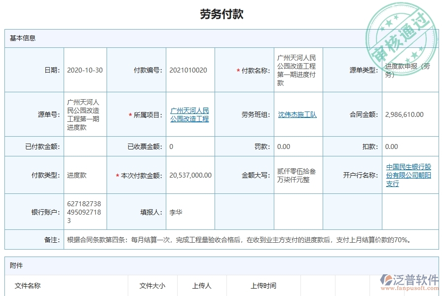 泛普軟件-市政工程企業(yè)管理系統(tǒng)中勞務(wù)付款的管控點(diǎn)及價(jià)值