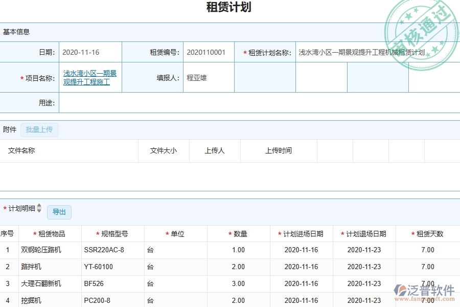 三、泛普軟件-園林工程管理系統(tǒng)中租賃管理的注意事項