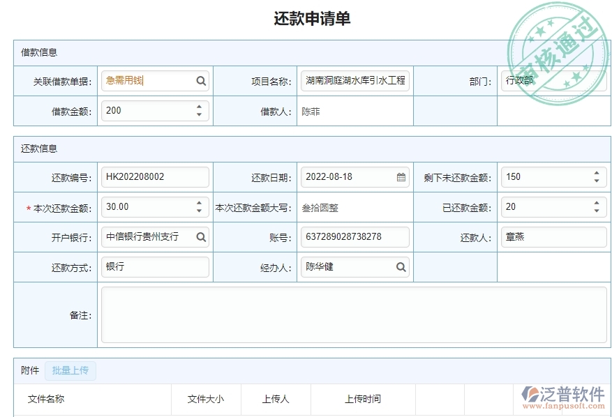 三、泛普軟件-弱電工程企業(yè)管理系統(tǒng)的還款申請列表的管控點(diǎn)及作用