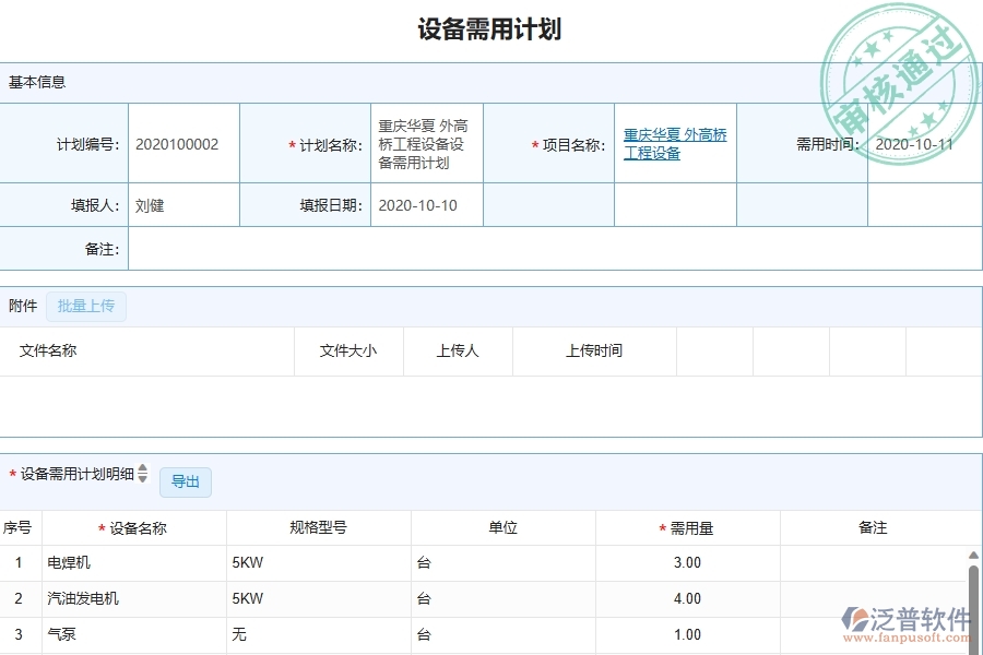 四、泛普軟件-設備需用計劃在幕墻工程企業(yè)中有哪些優(yōu)點和長處