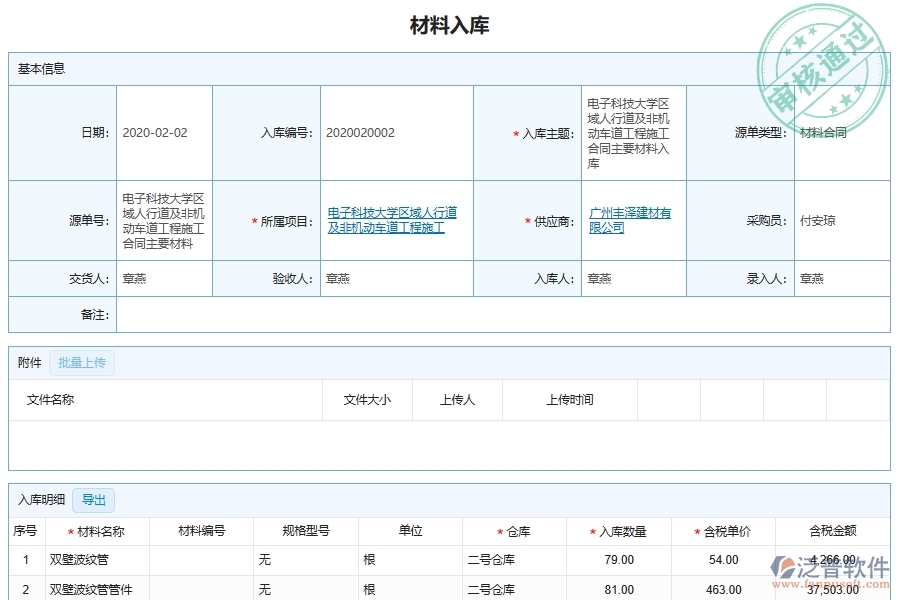 泛普軟件-市政工程企業(yè)管理系統(tǒng)中材料入庫出庫臺賬的管控點(diǎn)及作用