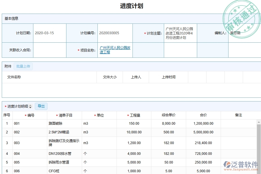 泛普軟件-市政工程管理系統(tǒng)中施工進度統(tǒng)計報表填制的注意事項