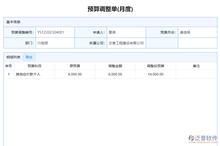 三、泛普軟件-路橋工程管理系統(tǒng)如何解決預(yù)算調(diào)度單管理問(wèn)題
