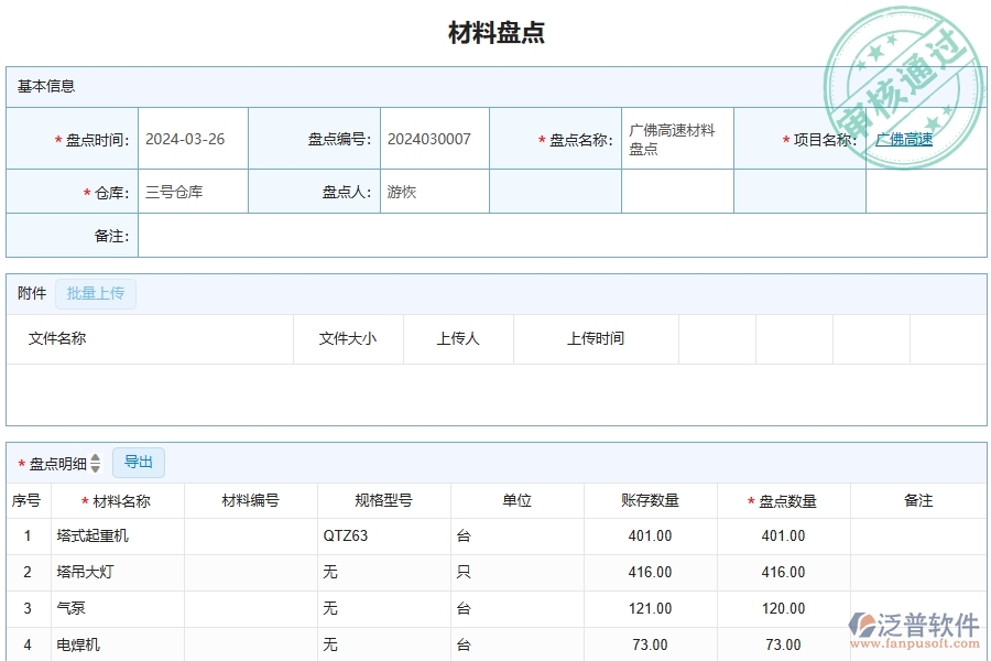 泛普軟件-公路工程項(xiàng)目管理系統(tǒng)在材料盤點(diǎn)中的價(jià)值