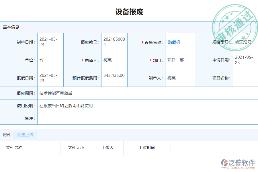 泛普軟件-園林工程企業(yè)管理系統(tǒng)中設(shè)備報廢列表的價值