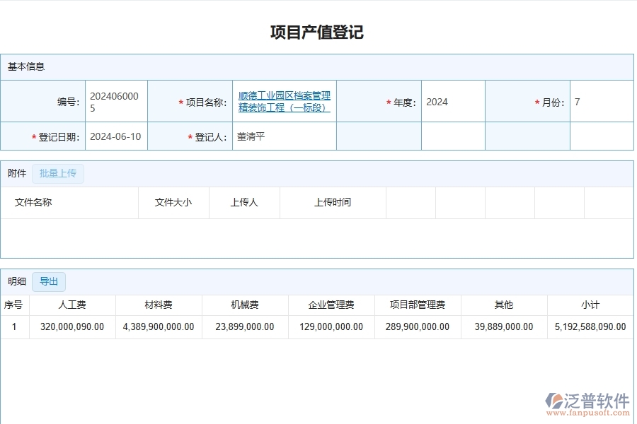 泛普軟件-幕墻工程企業(yè)管理系統(tǒng)中項目產值列表的管控點及作用