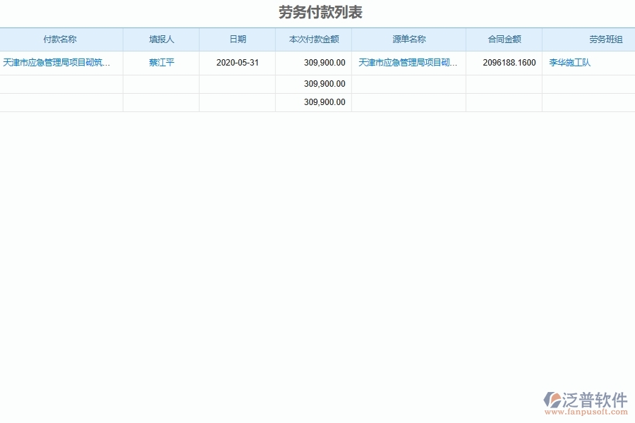 泛普軟件-弱電工程企業(yè)管理系統(tǒng)如何有效提高勞務管理中的勞務合同付款管理