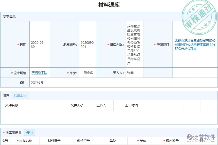 三、泛普軟件-機(jī)電工程管理系統(tǒng)中材料退庫(kù)的競(jìng)爭(zhēng)優(yōu)勢(shì)