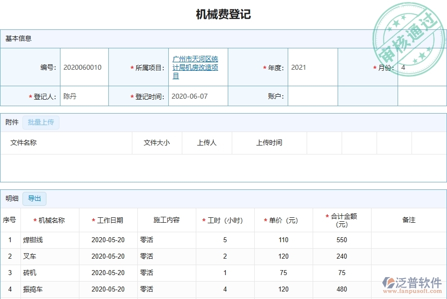 二、泛普軟件-弱電工程企業(yè)管理系統(tǒng)中的機(jī)械費管理的主要內(nèi)容