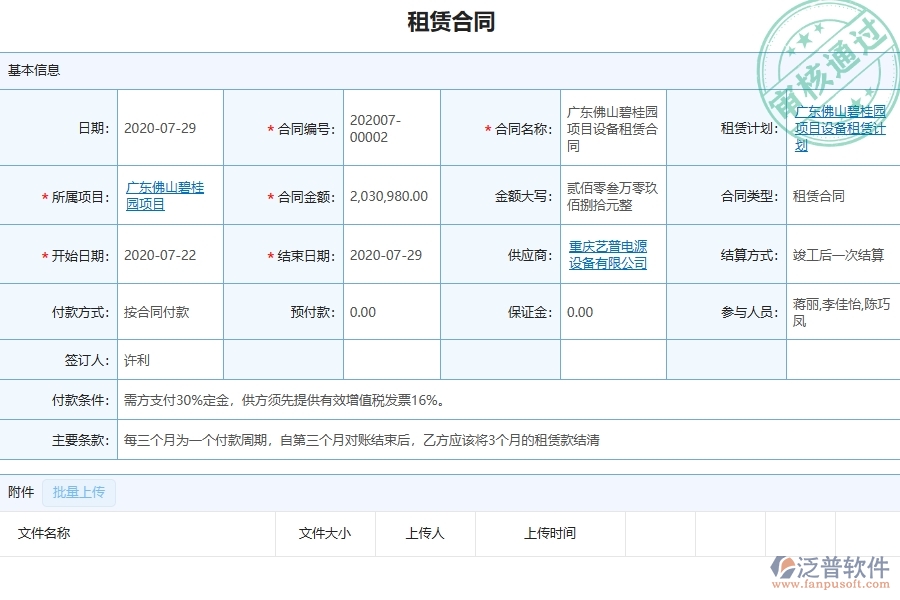 三、泛普軟件-幕墻工程管理系統(tǒng)中租賃合同報(bào)表的注意事項(xiàng)