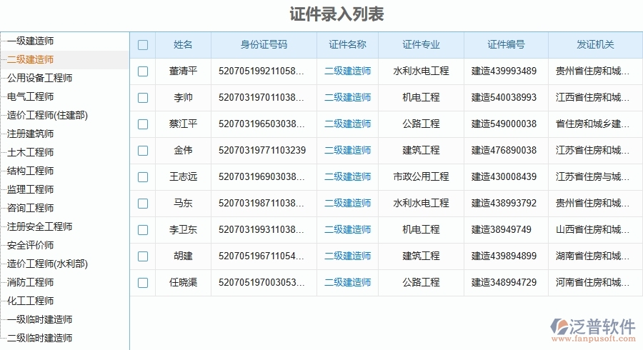 二、泛普軟件-幕墻工程企業(yè)使用了系統(tǒng)之后，給人員證件帶來了哪些好處