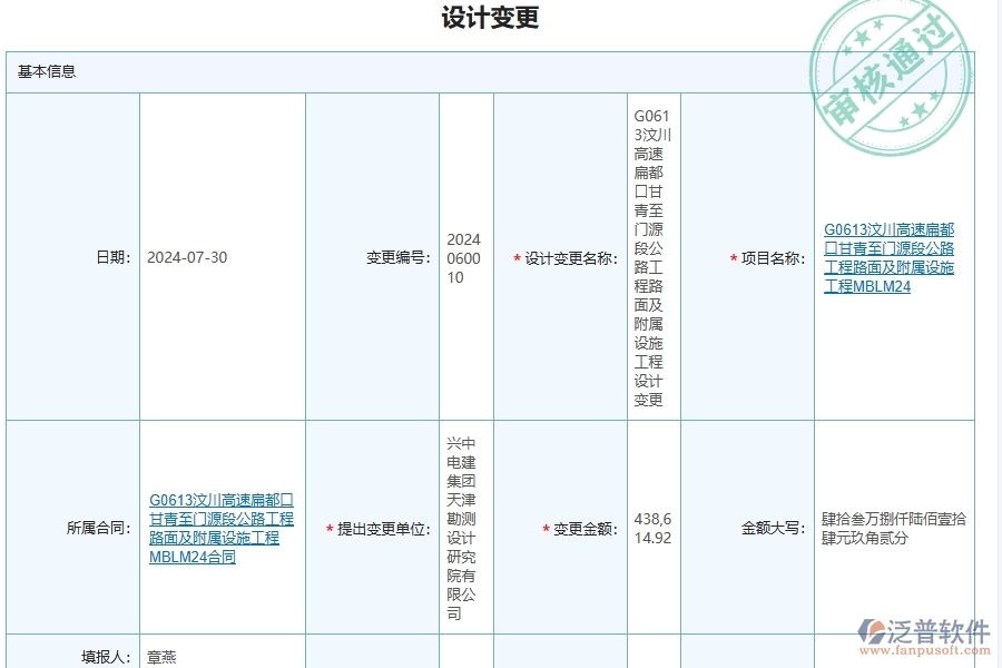 泛普軟件-路橋工程企業(yè)管理系統(tǒng)的設計變更查詢方案對于企業(yè)經營的價值