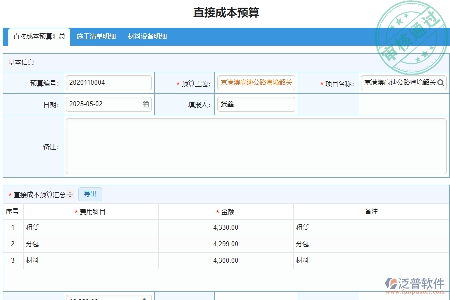 泛普軟件-園林工程項目管理系統(tǒng)在預(yù)算管理中的價值