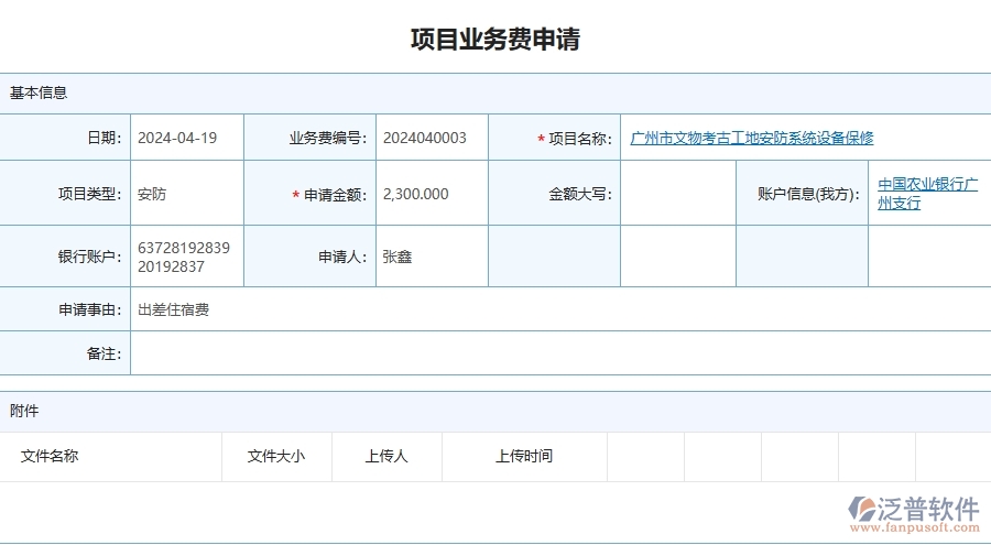 四、泛普軟件-安防工程管理系統(tǒng)在項目業(yè)務(wù)費申請中的應(yīng)用場景