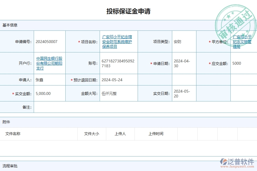 三、泛普軟件-安防工程企業(yè)管理系統(tǒng)中投標保證金的核心功能