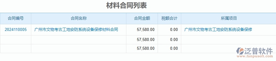 二、泛普軟件-安防工程企業(yè)管理系統(tǒng)如何有效提高材料管理中材料合同列表的管理