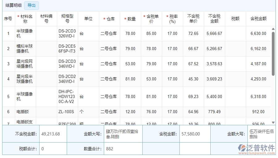 　四、泛普軟件-安防工程企業(yè)材料結(jié)算明細(xì)查詢管理系統(tǒng)的管控點(diǎn)作用