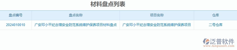 二、泛普軟件-安防工程企業(yè)管理系統(tǒng)中材料盤點(diǎn)的管控點(diǎn)及作用