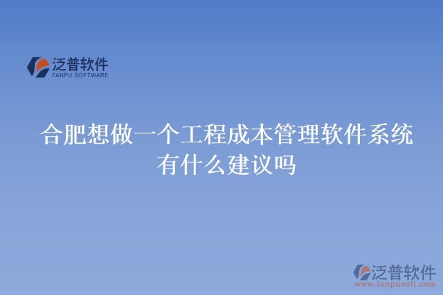 合肥想做一個工程成本管理軟件系統(tǒng)，有什么建議嗎
