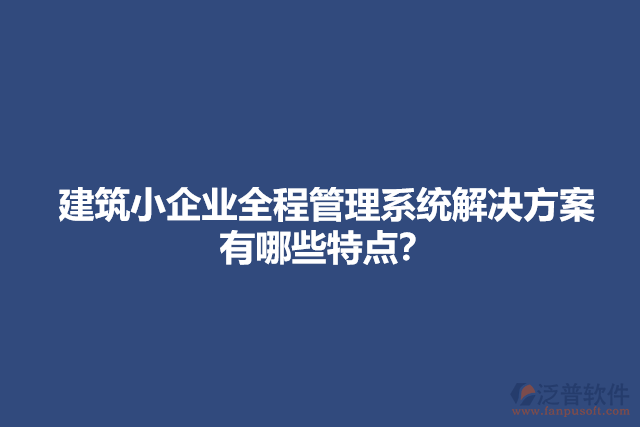 建筑小企業(yè)全程管理系統(tǒng)解決方案有哪些特點？