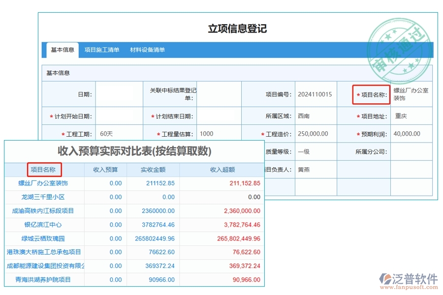 智能解析工程價(jià)值軟件：項(xiàng)目名稱精準(zhǔn)編制，預(yù)算收入與結(jié)算對(duì)比一目了然