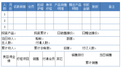 美容院的店務日報表